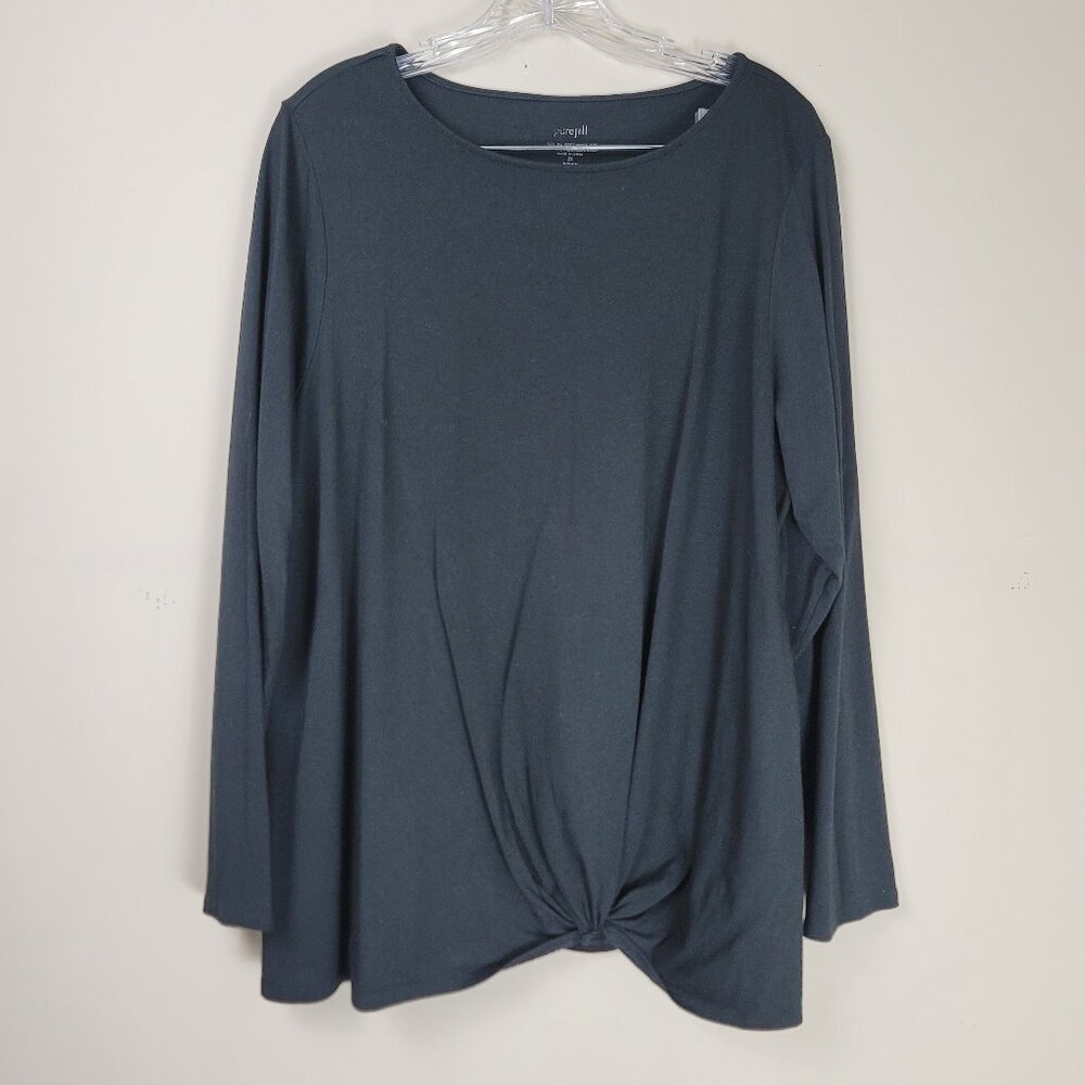Pure J. Jill 2X Black Front Knot Cotton Modal Long Sleeve Top